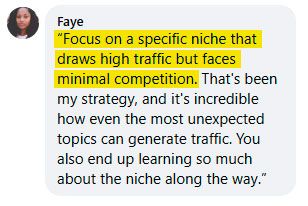 Facebook comment from a Wordform customer praising how quickly it produces publish-ready articles