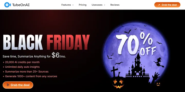 TubeOnAI's Black Friday offer